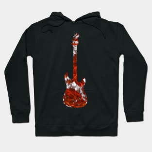 Red Flame Guitar Silhouette on White Hoodie